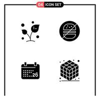 Set of 4 Solid Style Icons for web and mobile Glyph Symbols for print Solid Icon Signs Isolated on White Background 4 Icon Set vector