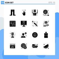 Set of 16 Commercial Solid Glyphs pack for report business criminal browser energy Editable Vector Design Elements