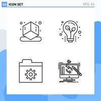 Modern 4 Line style icons Outline Symbols for general use Creative Line Icon Sign Isolated on White Background 4 Icons Pack vector