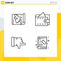 Collection of 4 Universal Line Icons Icon Set for Web and Mobile vector