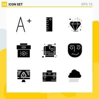 colección de 9 iconos sólidos universales conjunto de iconos para web y móvil vector