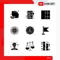 Creative Set of 9 Universal Glyph Icons isolated on White Background vector