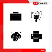 Creative Set of 4 Universal Glyph Icons isolated on White Background vector