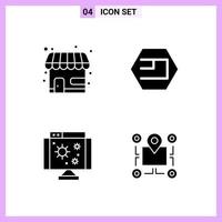 4 Icons in Solid Style Glyph Symbols on White Background Creative Vector Signs for Web mobile and Print
