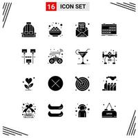 16 Icons Solid Style Grid Based Creative Glyph Symbols for Website Design Simple Solid Icon Signs Isolated on White Background 16 Icon Set vector