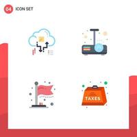 4 Universal Flat Icon Signs Symbols of cloud finish arrow presentation milestone Editable Vector Design Elements