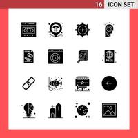 16 Icon Pack Solid Style Glyph Symbols on White Background Simple Signs for general designing vector