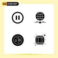 Pictogram Set of 4 Simple Solid Glyphs of interface biology earth data dish Editable Vector Design Elements