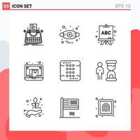 Collection of 9 Vector Icons in Line style Modern Outline Symbols for Web and Mobile Line Icon Sign Isolated on White Background 9 Icons