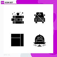 Solid Icon set Pack of 4 Glyph Icons isolated on White Background for Web Print and Mobile vector