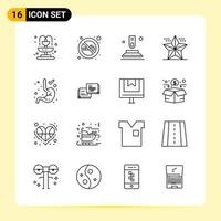 16 Creative Icons for Modern website design and responsive mobile apps 16 Outline Symbols Signs on White Background 16 Icon Pack vector