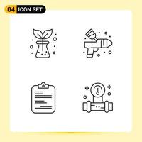 Mobile Interface Line Set of 4 Pictograms of agriculture paper airbrush arts document Editable Vector Design Elements