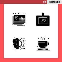 4 Icon Pack Solid Style Glyph Symbols on White Background Simple Signs for general designing vector