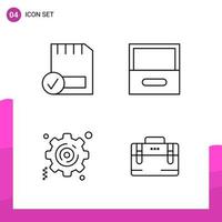 Outline Icon set Pack of 4 Line Icons isolated on White Background for responsive Website Design Print and Mobile Applications vector