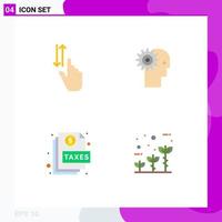 User Interface Pack of 4 Basic Flat Icons of finger mechanism up brain working Editable Vector Design Elements