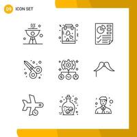 9 Icon Set Line Style Icon Pack Outline Symbols isolated on White Backgound for Responsive Website Designing vector