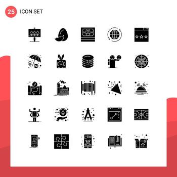 conjunto de pictogramas de 25 glifos sólidos simples de motor de optimización finanzas flecha internet elementos de diseño vectorial editables vector