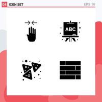 4 Thematic Vector Solid Glyphs and Editable Symbols of arrow nachos pinch learning lock pad Editable Vector Design Elements