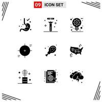 Set of 9 Commercial Solid Glyphs pack for target reticle architect focus idea Editable Vector Design Elements