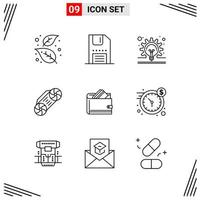 9 Icons Line Style Grid Based Creative Outline Symbols for Website Design Simple Line Icon Signs Isolated on White Background 9 Icon Set vector