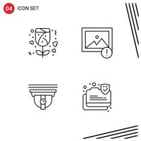 Group of 4 Filledline Flat Colors Signs and Symbols for gift cam alert camera data secure Editable Vector Design Elements