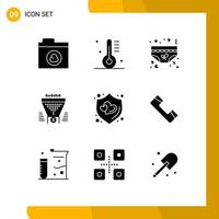 Solid Glyph Pack of 9 Universal Symbols of money funnel clothing data romance Editable Vector Design Elements