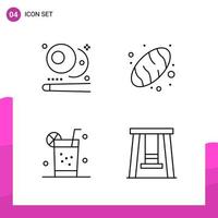 Outline Icon set Pack of 4 Line Icons isolated on White Background for responsive Website Design Print and Mobile Applications vector