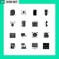 grupo de 16 signos y símbolos de glifos sólidos para elementos de diseño de vectores editables de teléfonos inteligentes Android de escritorio trasero crema