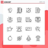 Collection of 16 Vector Icons in Line style Modern Outline Symbols for Web and Mobile Line Icon Sign Isolated on White Background 16 Icons