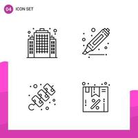Outline Icon set Pack of 4 Line Icons isolated on White Background for responsive Website Design Print and Mobile Applications vector