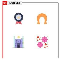 Group of 4 Modern Flat Icons Set for badge patricks guarantee fortune growth Editable Vector Design Elements