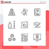 Collection of 9 Vector Icons in Line style Modern Outline Symbols for Web and Mobile Line Icon Sign Isolated on White Background 9 Icons