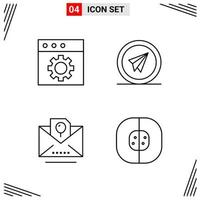 4 Icons Line Style Grid Based Creative Outline Symbols for Website Design Simple Line Icon Signs Isolated on White Background 4 Icon Set vector