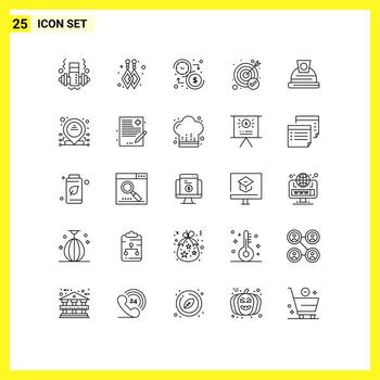 Mobile Interface Line Set of 25 Pictograms of address construction time architecture success Editable Vector Design Elements