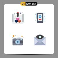 4 Universal Flat Icons Set for Web and Mobile Applications blue picture web online communication Editable Vector Design Elements