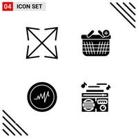 Pixle Perfect Set of 4 Solid Icons Glyph Icon Set for Webite Designing and Mobile Applications Interface vector