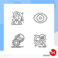 Modern Pack of 4 Icons Line Outline Symbols isolated on White Backgound for Website designing vector