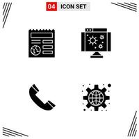 4 Icons Solid Style Grid Based Creative Glyph Symbols for Website Design Simple Solid Icon Signs Isolated on White Background 4 Icon Set vector