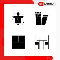 Creative Set of 4 Universal Glyph Icons isolated on White Background vector