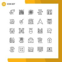 25 User Interface Line Pack of modern Signs and Symbols of plant web india investment hour Editable Vector Design Elements