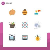 9 Thematic Vector Flat Colors and Editable Symbols of items shopping chat grocery conversation Editable Vector Design Elements