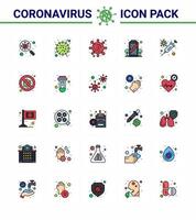 Novel Coronavirus 2019nCoV 25 Flat Color Filled Line icon pack staying coronavirus sars building corona viral coronavirus 2019nov disease Vector Design Elements