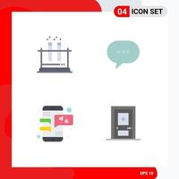 Pack of 4 Modern Flat Icons Signs and Symbols for Web Print Media such as lab conversation science message mobile phone Editable Vector Design Elements