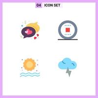 Pack of 4 Modern Flat Icons Signs and Symbols for Web Print Media such as chat swimming control track lightning Editable Vector Design Elements