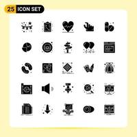 Pack of 25 Modern Solid Glyphs Signs and Symbols for Web Print Media such as analytics pills beat medical pinch Editable Vector Design Elements