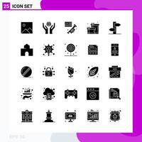 Solid Icon set Pack of 25 Glyph Icons isolated on White Background for Web Print and Mobile vector