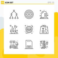 colección de 9 iconos de línea universal conjunto de iconos para web y móvil vector