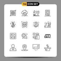 paquete de iconos vectoriales de stock de 16 signos y símbolos de línea para el libro de datos del islam musulmán elementos de diseño vectorial editables para el cuidado de los dientes vector