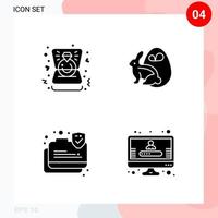 Vector Pack of 4 Icons in Solid Style Creative Glyph Pack isolated on White Background for Web and Mobile