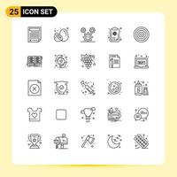 Modern Set of 25 Lines Pictograph of knowledge clipboard kiwi programing development Editable Vector Design Elements